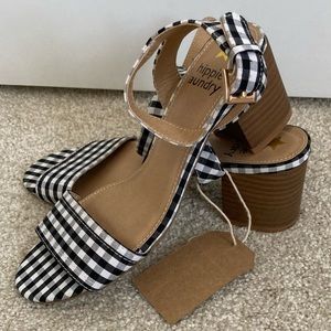 Buffalo Check Ankle-strap Heels